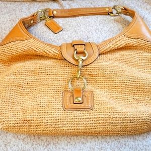 Coach Straw and Leather Large Hobo purse